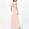 thumbnail image 5 of Qiopertar Women's Formal Evening Dress Elegant Lace V-Neck Long Sleeveless Maxi Dress with Slit Cocktail Party Wedding Guest Gown, Beige M, 5 of 6