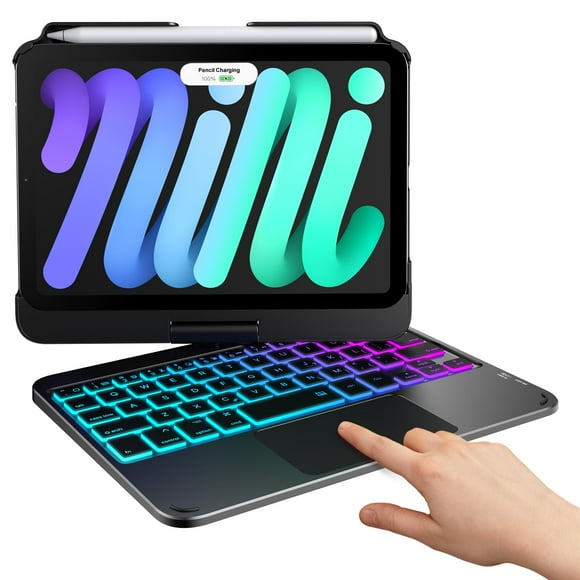 typecase Étui Clavier pour iPad mini 7 (2024) et mini 6 (2021) - Étui Sans Fil avec Clavier pour iPad mini 7e 6e Génération 8,3 Pouces - Rétroéclairé 10 Couleurs