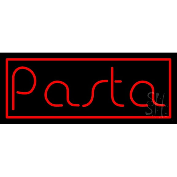 Pasta With Red Border LED Neon Sign 10 x 24 - inches, Clear Edge Cut Acrylic Backing, with Dimmer - Bright and Premium built indoor LED Neon Sign for restaurant window and interior decor.