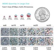 6736PCS Hotfix Rhinestones for Crafts, 5 Sizes, SS6-SS30, Crystal AB