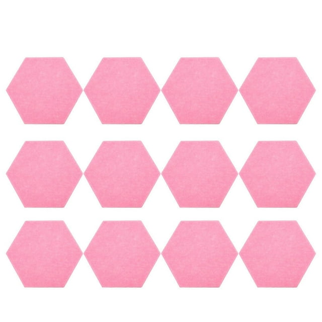 12Pcs Sound Absorption Board Hex Adhesive Acoustic Panels Wedges Wall Soundproof EnclosurePink