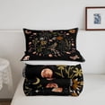 thumbnail image 4 of Gothic Nature Comforter Set for Kids Room Decor Butterfly Moth Flower Mushroom Rustic Garden Bedding Comforter Full Size Star Moon Sun Boho Style Soft Polyester Quilt Set, 4 of 5