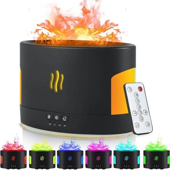Flame Diffuser-Volcano Diffuser-with Remote Control, Bluetooth Speaker & White Noise Function, Flame humidifier fire Diffuser for Bedroom Home Office Yoga Gym