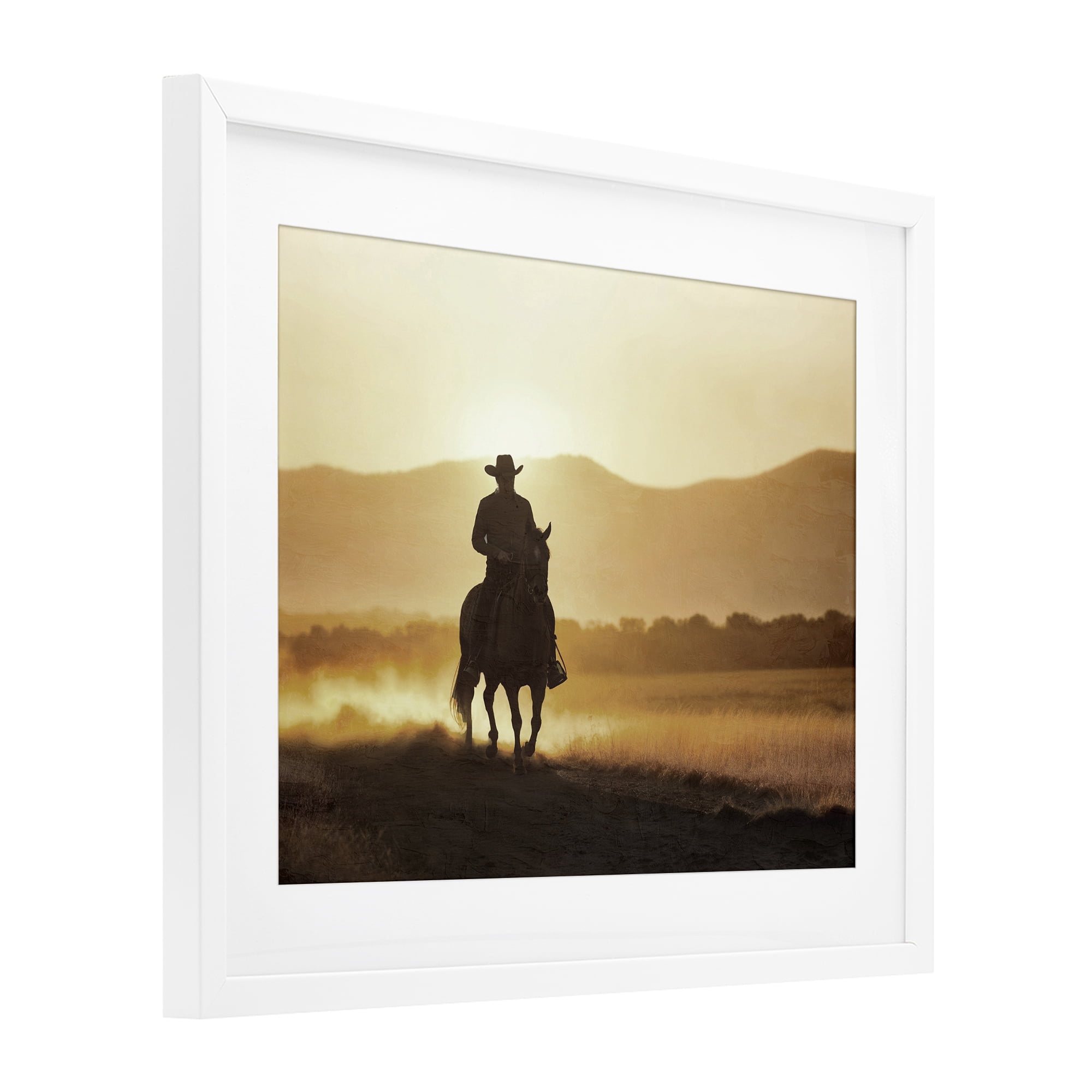 Stupell Industries Cowboy's Ride Home White Framed Print Under Glass, design by Kim Allen