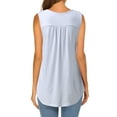 thumbnail image 6 of Tank Tops for Women Summer Ethnic Solid Button Up Pleated Crew Neck Sleeveless Shirts Trendy Tunic Camis, 6 of 6