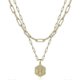thumbnail image 1 of Dainty Layered Initial Necklaces for Women Trendy, 14K Real Gold Plated Paperclip Chain Necklace Cute Hexagon Letter Pendant Initial Choker Necklace G, 1 of 4