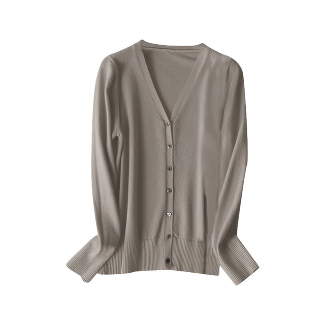 TIEVOSA Cardigan Tricoté à Col en V pour Femmes Chandail Manches Longues Printemps Automne Mode Léger Haut Superposé