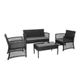 thumbnail image 3 of WestinTrends Melvi 4 Pieces Wicker Patio Furniture Sets, All Weather PE Rattan Wicker Chairs Loveseat Outdoor Seating Patio Conversation Sets with Tempered Smoked Glass Coffee Table, Black and Gray, 3 of 17