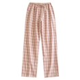 thumbnail image 2 of SWSMCLT Women's Pajama Bottoms Cotton Plaid Printed Lounge Pants Jammie Pants Classic Medium Waist Full Cotton Basic Sleeping Pocket Pink X-Large, 2 of 2