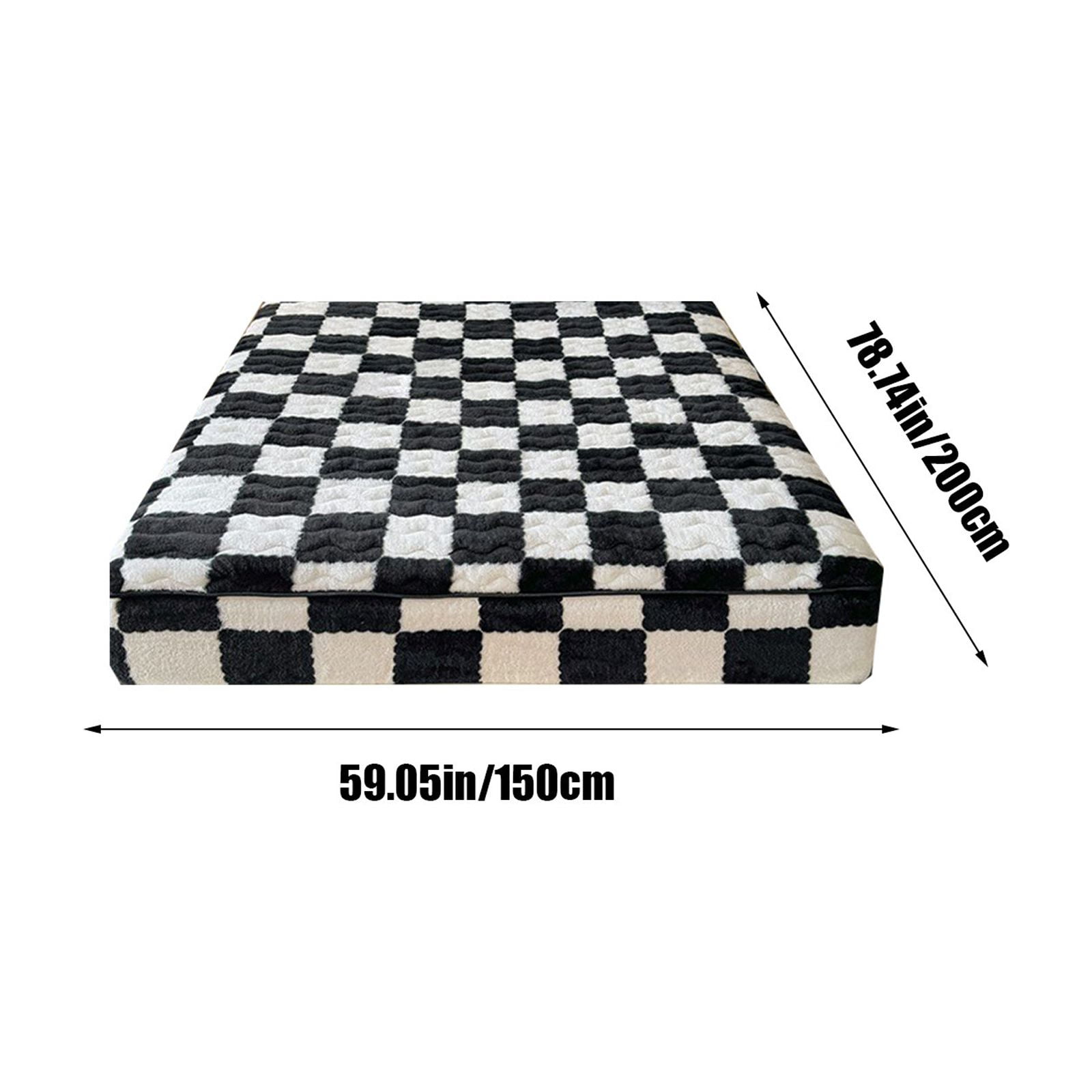 Quilted Fitted Sheet Winter Warm, Checkerboard Pattern Mattress Protector – Breathable Non-Slip Pocket Design, Soft Polyester Bed Cover for Care Bed, Home or Guest Room