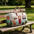 thumbnail image 4 of DAMAI Vintage Camper Quilted Duffle Bag, 3D Printed Quilted Travel Duffle with Whimsical Retro Camper & Floral Design, Boho Weekender Carry On Overnight Luggage for Camping Travel Road Trips, 4 of 8