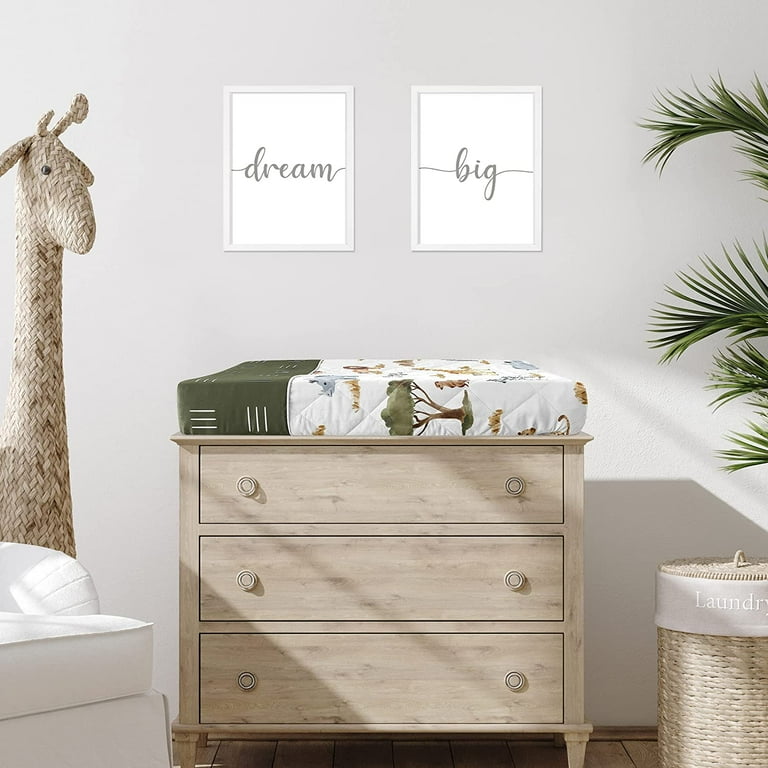 Animals Boy Girl Baby Nursery Changing Pad Cover Green Yellow Grey Rust Orange Black White Wildlife Safari Animal Gray Elephant Giraffe Monkey Leopard Cheetah Walmart