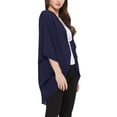 thumbnail image 2 of Women's Loose Fit 3/4 Sleeves Kimono Style Cover Up Solid Cardigan S-3XL Made in USA, 2 of 4
