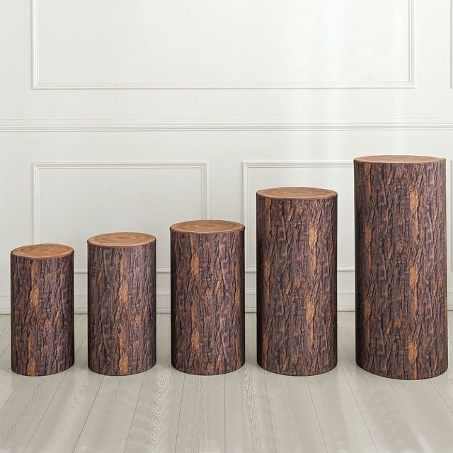 Juego de 5 Fundas de Spandex para Cilindros Uxcell, Textura de Madera (Tela Elástica)