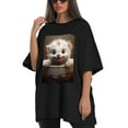 thumbnail image 4 of Plus Size Shirt for Women Black Tops for Women Short Sleeves Shirt for Women Cute Animals T Shirt Crewneck Shirt for Women 2XL, 4 of 5