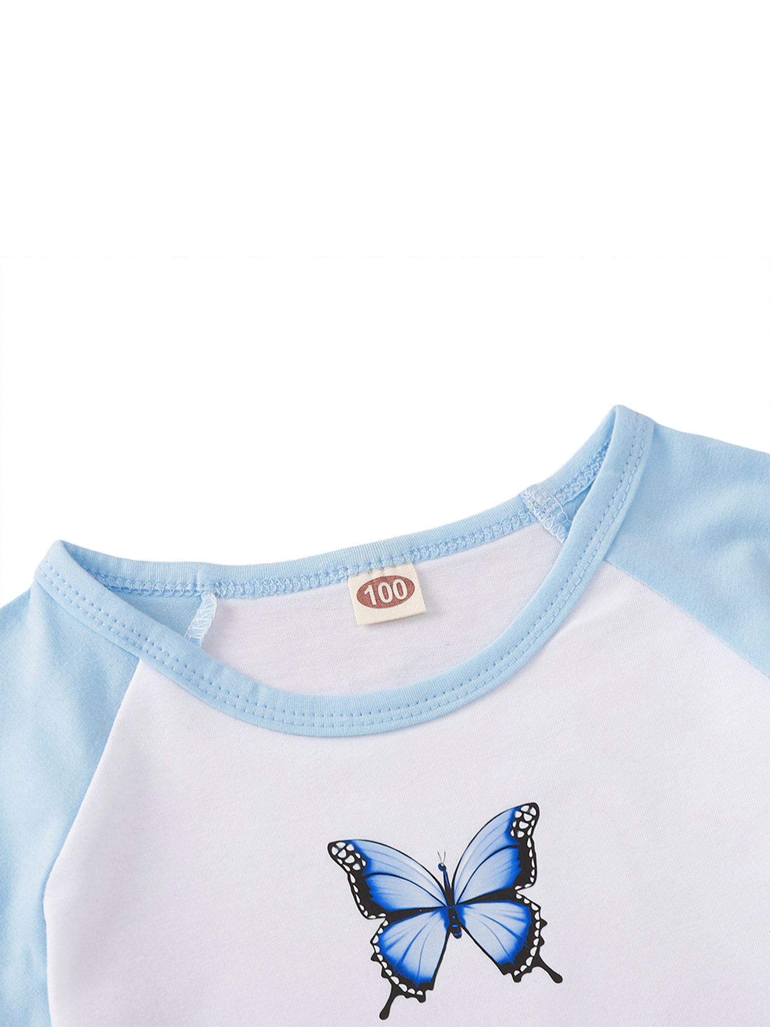 hirigin Kids Girls 2-piece Outfit Set Butterfly Print T-shirt+Skirt Set - image 5 of 9