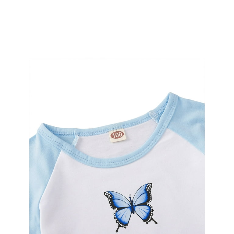 LIGHT BLUE SHORT SLEEVES T-SHIRT WITH BUTTERFLY PRINT, BABY LIGHT BLUE SHORT SLEEVES T-SHIRT WITH BUTTERFLY PRINT, BABY
