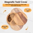 thumbnail image 4 of Salt and Pepper Bowl Acacia Wood Salt and Pepper Box with Rotating Magnetic Lid 2 Compartments Salt and Pepper Cellar with Spoons Practical Salt Spice Box for Home Kitchens, 4 of 10
