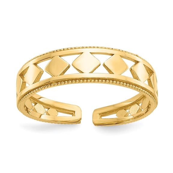 14K Yellow Gold Ring Band Toe Diamond Shapes