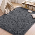thumbnail image 3 of Nefoso Shag Area Rug, 5ft x 7ft Soft Fluffy Area Rugs for Living Room Bedroom Modern Decor Carpet, Dark Gray, 3 of 11