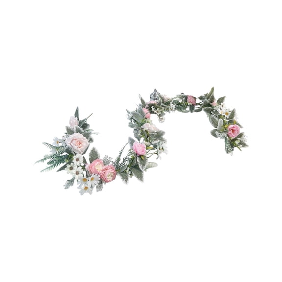 6ft Artificial Peony Flower Garland Fake Peony Floral Greenery Rattan Garlands Pink and White Flower Vine for Wedding Party Fireplace Table Decor