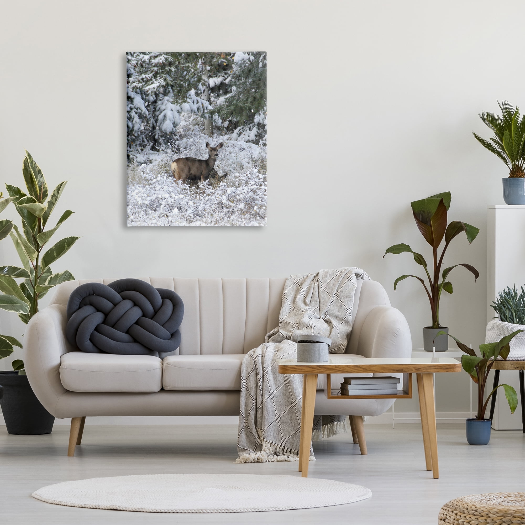 Stupell Industries Deer in Winter Trees Animals & Insects Photography Gallery Wrapped Canvas Print Wall Art, 30 x 40