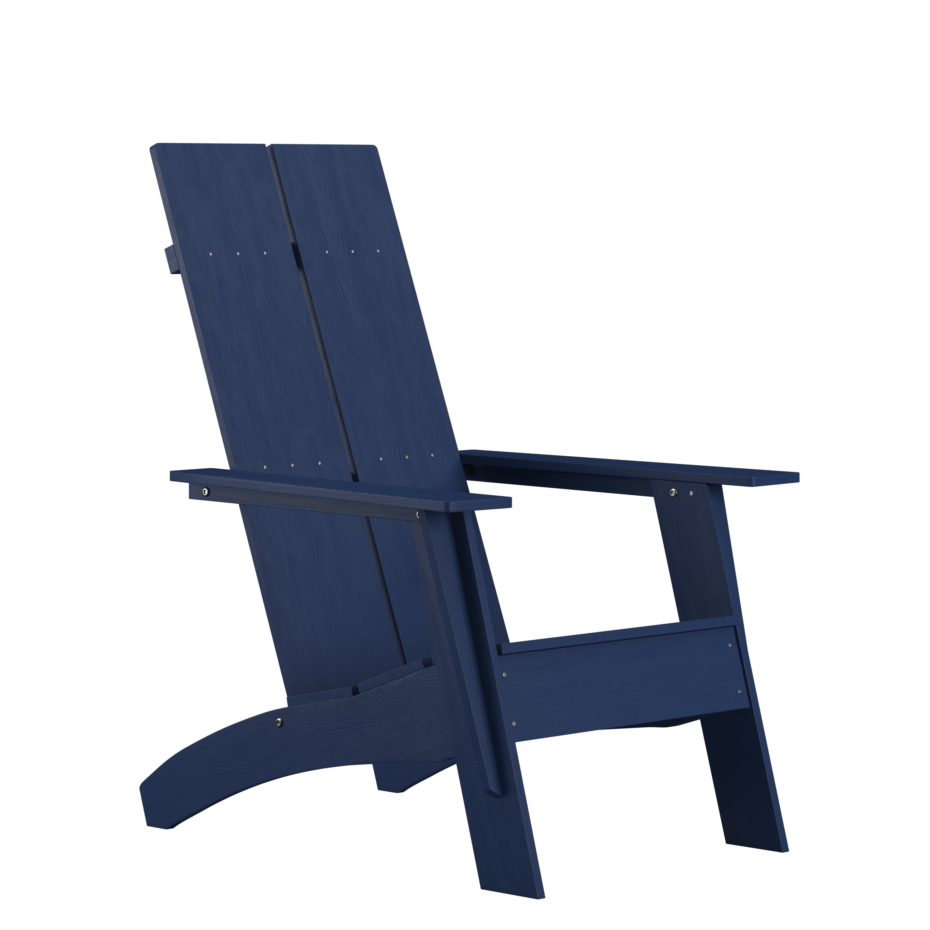Merrick Lane Modern 2 Slat Back All-Weather Poly Resin Wood Adirondack Chair in Navy