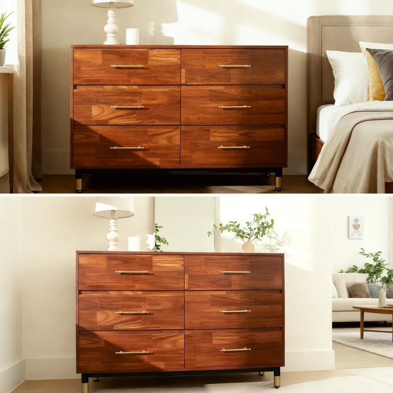 brown modern dresser for bedroom Contemporary Craftsman 6-Drawer Dresser main image 0