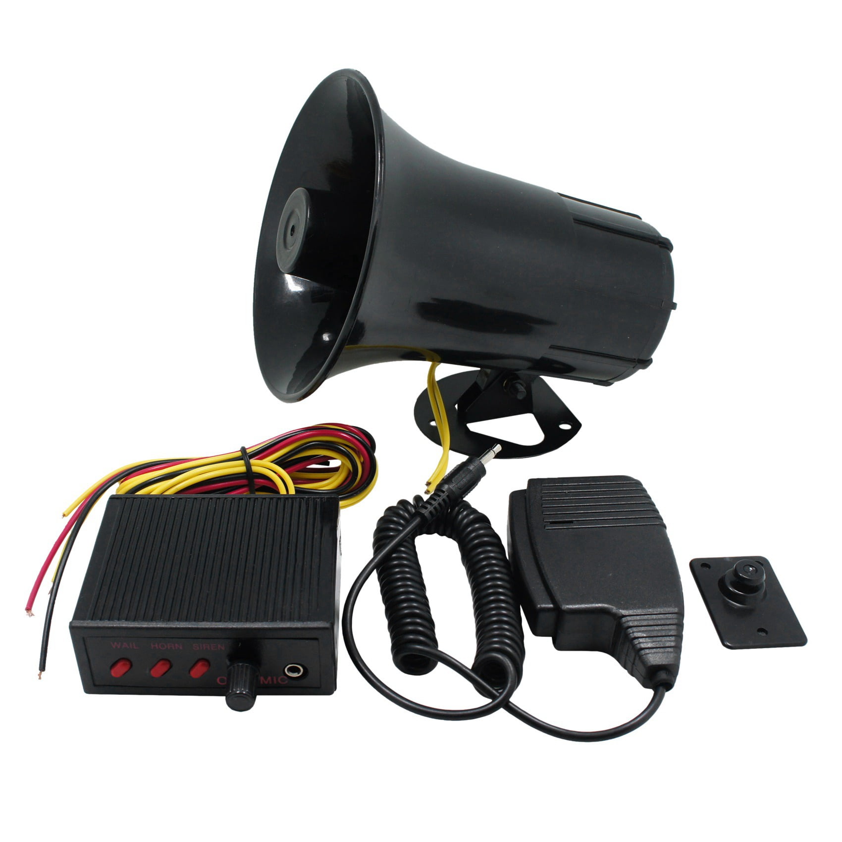 100W 12V Car Warning Alarm 5 Sound Mode Police Fire Siren Horn PA Speaker Mic 