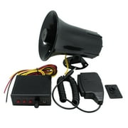 Growment 12V Police Siren Speaker 3 Tone Sound Volume Adjustment Vehicle Horn with Mic Loudspeaker Emergency Electronic PA System