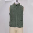 thumbnail image 3 of TFEOQRY Mens Winter Corduroy Vest Casual Solid Stand Collar Zipper Pockets Thicken Outdoor Sports Jacket Olive Green, 3 of 8