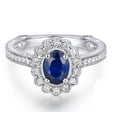 thumbnail image 2 of Sale Antique Floral 1 Carat Blue Sapphire and Diamond Engagement Ring for Her in White Gold, 2 of 4