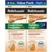 Robitussin Max Strength Cough Congestion DM and Cold Medicine for Nighttime Relief, Honey, 4 Fl Oz, 2 Pack
