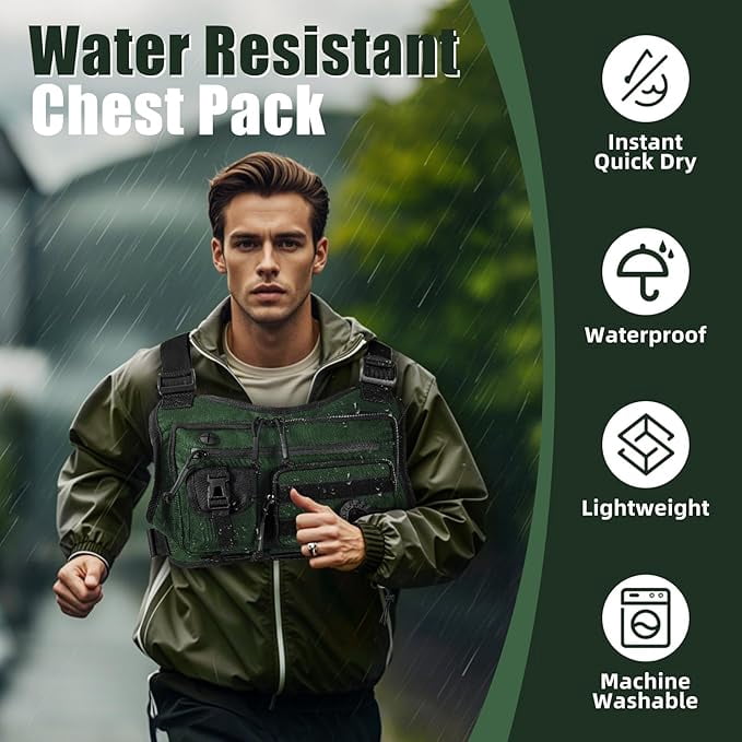 Chest Bag for Men,Running Pack Vest for Workouts,Water Resistant Sports Chest Pack For Running