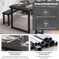thumbnail image 3 of PAPROOS Dining Table Set for 4, 3-Piece Kitchen Table Set with 2 Benches, Dining Room Table Set with Metal Frame, Breakfast Nook Furniture Set for Home Cafeteria Bar Dining Room, Black, 3 of 8