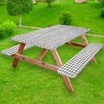 thumbnail image 1 of Vinyl Fitted Picnic Table Cover with Bench Covers  Checkered Design  Waterproof Elastic Edge 6ft Rectangle Tablecloth with Flannel Backing  for Picnic/Camping/Outdoor(30x72 in 3-Piece Set, 1 of 9