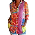 thumbnail image 2 of Women's Business Casual Tops 3/4 Sleeve Button Down Floral Print Shirts Lapel Collared Dressy Fashion Work Blouses, 2 of 4