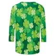 thumbnail image 5 of Luxalzxs St. Patricks Day Shirts for Women Fashion Oversized Shamrock Clover Printed T-Shirt 3/4 Sleeves Round Neck Casual Tops Blouse, 5 of 5