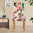 thumbnail image 4 of Yayeee 4 Pack Dining Chair Covers Stretch Parson Chairs Slipcovers Seat Protector, Beige Abstract, 4 of 6