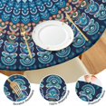 thumbnail image 4 of Versatile Round Tablecloth, Bohemian Floral Motif with Elastic Edging for 56 Inch Tables, 4 of 7