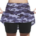 thumbnail image 2 of ZQUUVOU Girls Camo Print Athletic Skort with Built-in Shorts A Line High Waist Loose Casual Workout Tennis Skirts Purple, 2 of 7