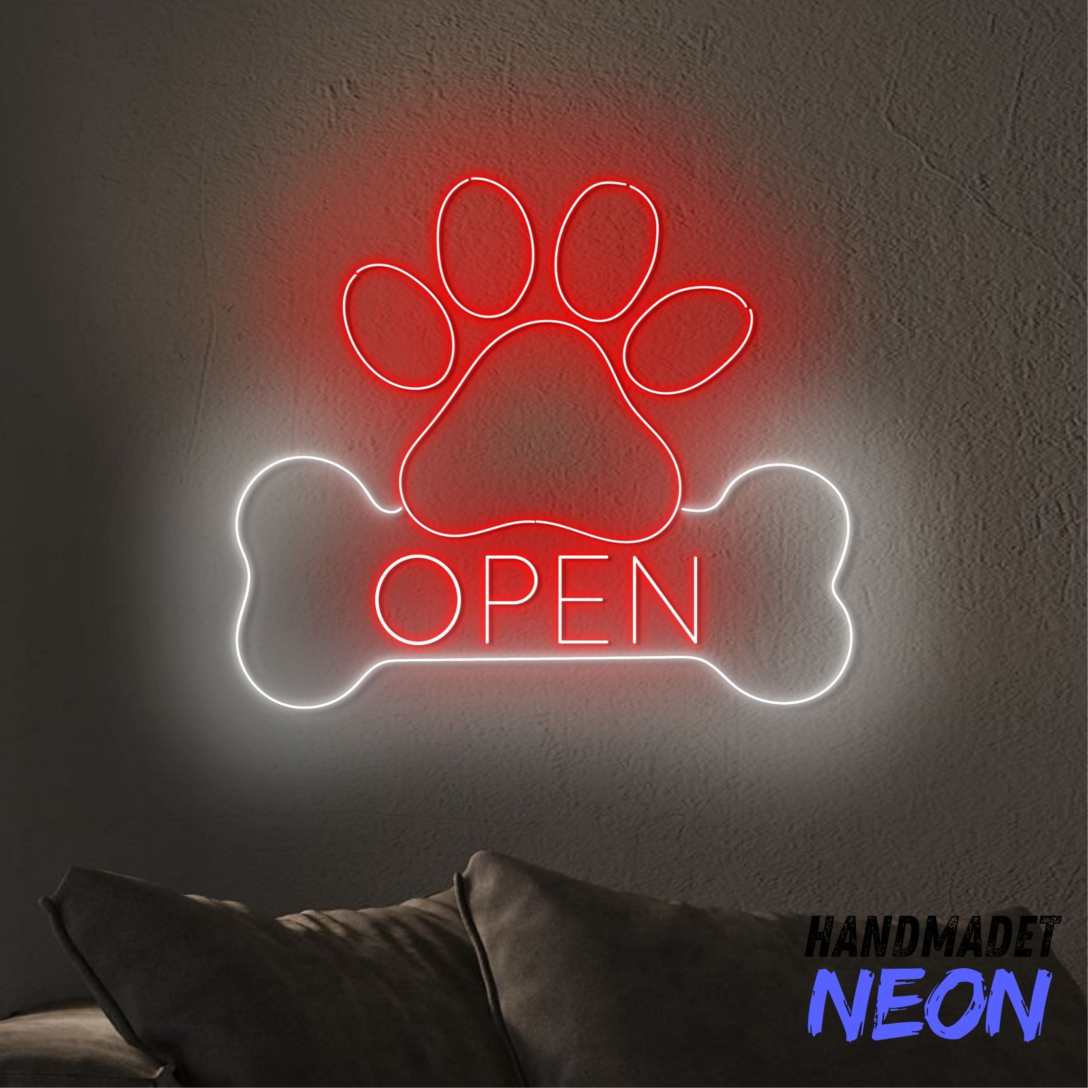 Handmadetneonsign Pet Grooming Open Neon Sign, Dog Paw Bone Led Sign, Dog Cat Shop Light Art, Pet Spa Wall Decor 80997