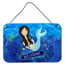 Carolines Treasures VHA3010DS812 Welcome Mermaid Wall or Door Hanging Prints  8x12 multicolor