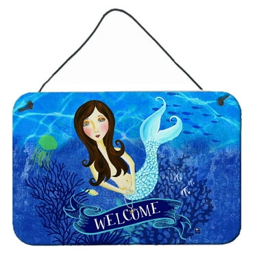 Carolines Treasures VHA3010DS812 Welcome Mermaid Wall or Door Hanging Prints  8x12 multicolor