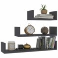 thumbnail image 3 of Wall Display Shelf 3 pcs Black Chipboard, 3 of 6