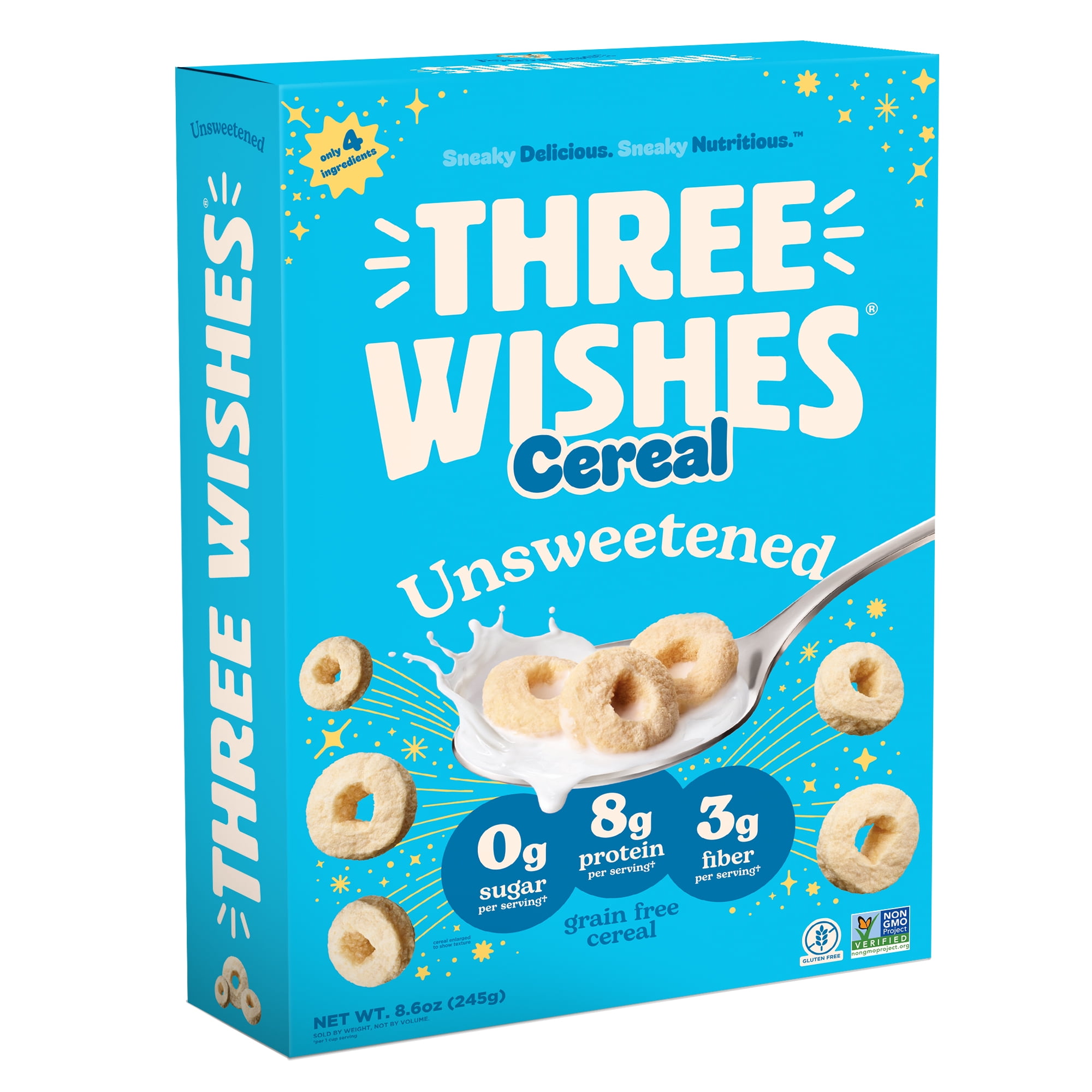 (2 pack) Three Wishes Unsweetened, Grain Free Cereal, 8.6 oz