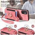 thumbnail image 5 of Phone Case for Samsung Galaxy Note 10 5G Wallet Cover with Tempered Glass Screen Protector Wrist Strap Lanyard RFID Credit Card Holder Ring Stand Note10 Notes 10s Ten Not S10 Women Men Pink, 5 of 13
