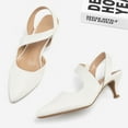 thumbnail image 4 of Bocca Women's Heel Pumps White Pu 2 inch Slingback Dress Shoes 10M, 4 of 5