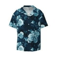 thumbnail image 4 of Salouo Ink Rose Pattern Cuban Collar Shirts for Men Button-Down Shirt Men's Short Sleeve Shirts Hawaiian Shirts Casual Shirts -3X-Large, 4 of 6