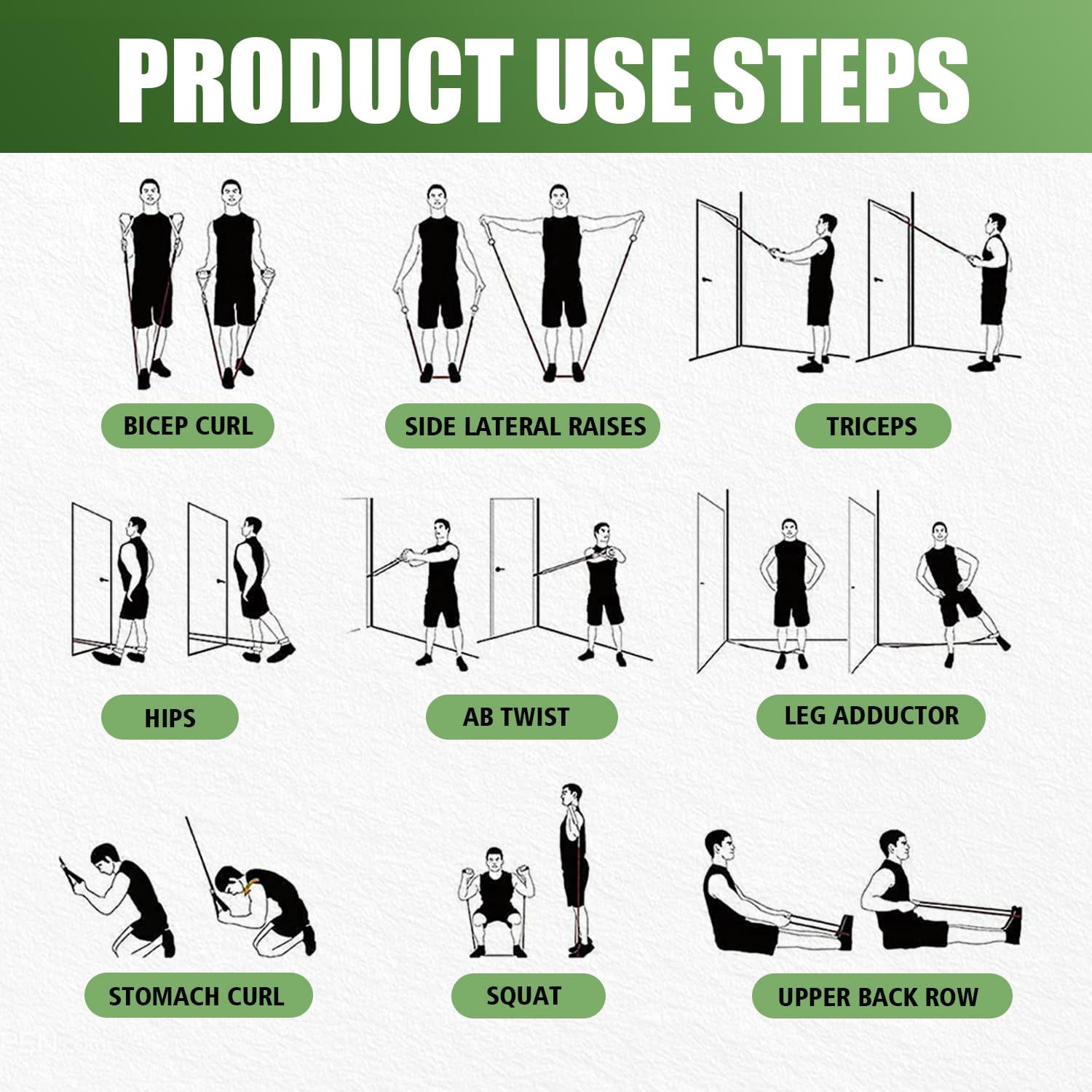 Resistance Bands Set with Handles - Exercise Bands Home Gym Strength Training Equipment, Includes Door Anchor & Ankle Straps for Full Body Workout Bands, Physical Therapy